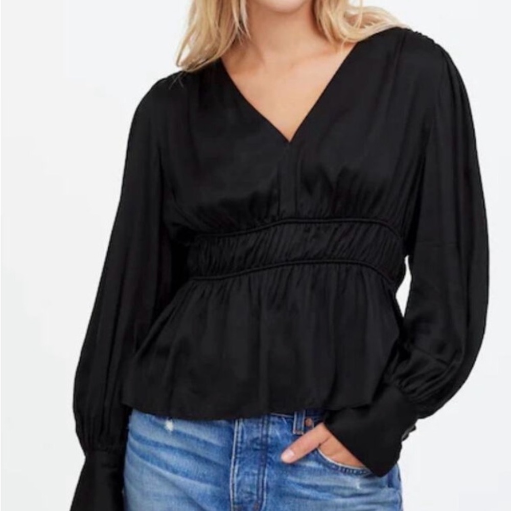 Madewell Black V-Neck Blouse